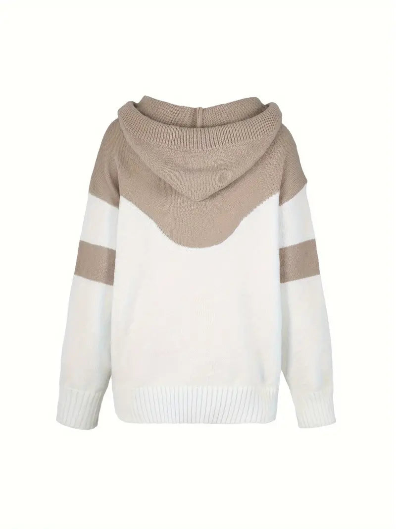 Rosä Farbig Block Sweatshirt mit Zuggummi und Kapuze