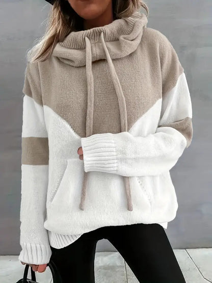 Rosä Farbig Block Sweatshirt mit Zuggummi und Kapuze