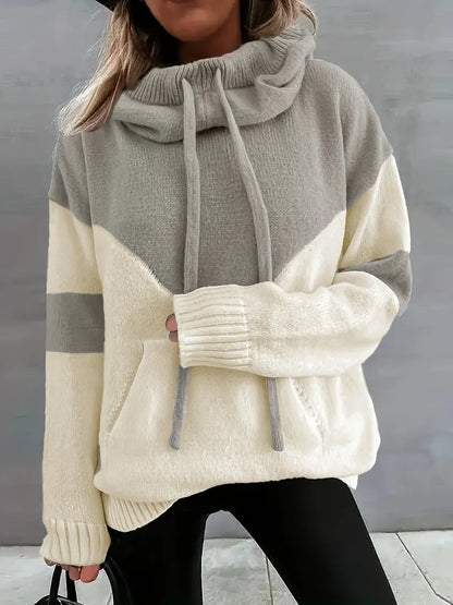 Rosä Farbig Block Sweatshirt mit Zuggummi und Kapuze