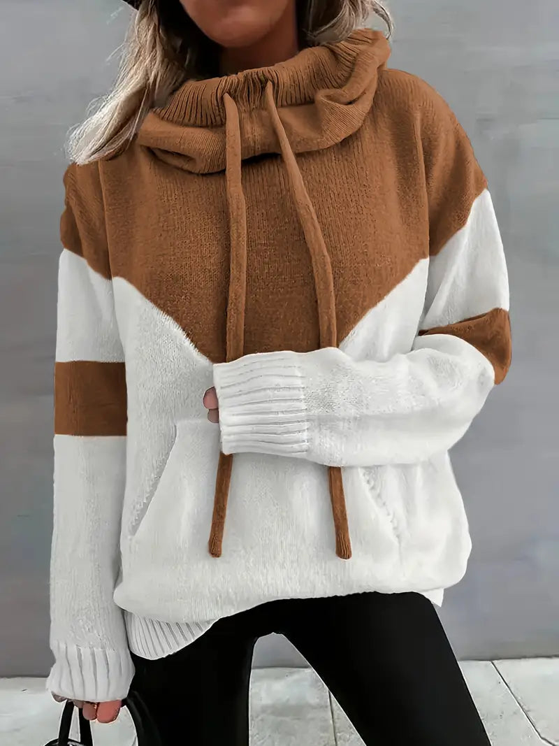 Rosä Farbig Block Sweatshirt mit Zuggummi und Kapuze